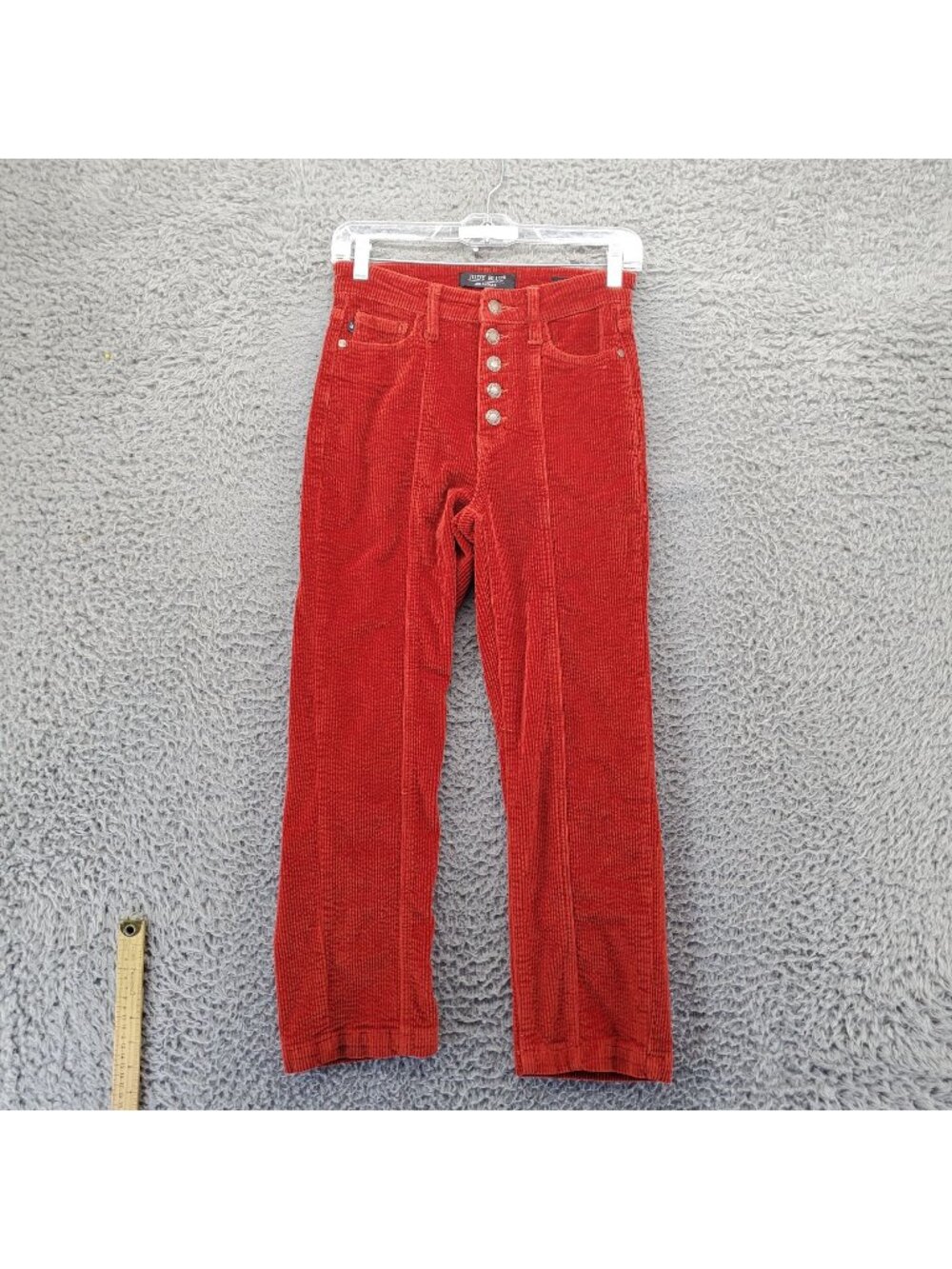 Judy Blue Pants Womens 1/25 Red Ankle Straight Button Fly Corduroy Stretchy